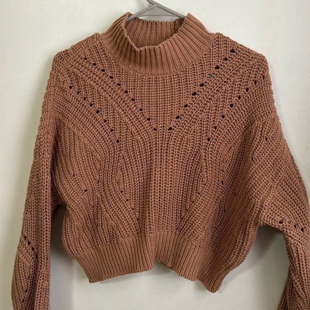 Lottie‎ Moss blush colored knit crop oversize sweater XS